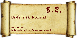 Bránik Roland névjegykártya